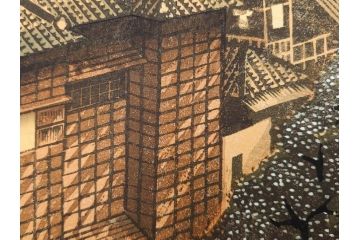 真作　後摺り　山高登　「湯島女坂」　41/100　情緒ある街並みを描いた木版画　(R-084363)