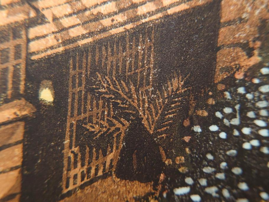 真作　後摺り　山高登　「湯島女坂」　41/100　情緒ある街並みを描いた木版画　(R-084363)