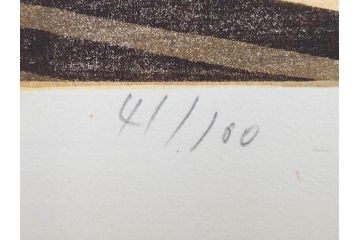 真作　後摺り　山高登　「湯島女坂」　41/100　情緒ある街並みを描いた木版画　(R-084363)