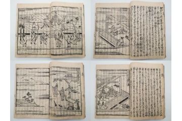 江戸期　寛文6年　「釈迦八相物語」5冊揃(木版画、仮名草紙、仏教、和本、古書)(R-084365)
