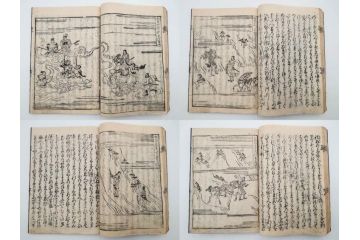 江戸期　寛文6年　「釈迦八相物語」5冊揃(木版画、仮名草紙、仏教、和本、古書)(R-084365)