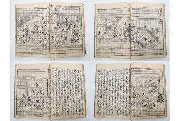 江戸期　寛文6年　「釈迦八相物語」5冊揃(木版画、仮名草紙、仏教、和本、古書)(R-084365)