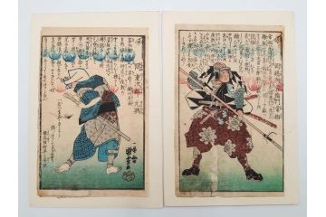 真作　江戸期　一勇斎国芳(歌川国芳)　「誠忠義士伝」　木版画浮世絵50枚セット　外箱付き　(R-084368)