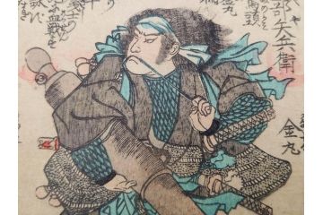 真作　江戸期　一勇斎国芳(歌川国芳)　「誠忠義士伝」　木版画浮世絵50枚セット　外箱付き　(R-084368)