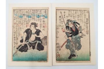 真作　江戸期　一勇斎国芳(歌川国芳)　「誠忠義士伝」　木版画浮世絵50枚セット　外箱付き　(R-084368)