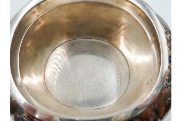 明治期　芝山象嵌　花鳥図　双龍耳　一琴刻　螺鈿　純銀　七宝　共箱　精緻な職人技と芸術性が融合した見事な香炉(芝山細工、彫刻、香爐、仏具、茶道具)(R-084370)