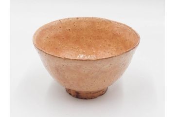十二代　田原陶兵衛　萩焼　約14cm　4.6寸　素朴ながらも深い味わいを持つ萩茶碗(茶道具、抹茶碗、茶器、茶陶、和食器、裏印、共箱付、四寸六分)(R-084372)