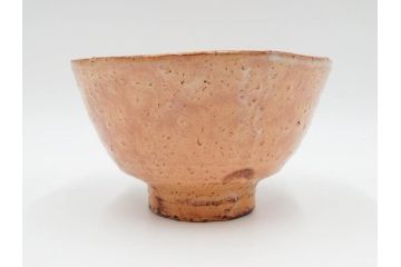 十二代　田原陶兵衛　萩焼　約14cm　4.6寸　素朴ながらも深い味わいを持つ萩茶碗(茶道具、抹茶碗、茶器、茶陶、和食器、裏印、共箱付、四寸六分)(R-084372)