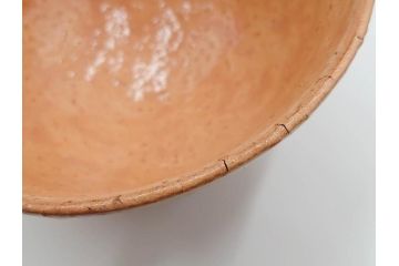 十二代　田原陶兵衛　萩焼　約14cm　4.6寸　素朴ながらも深い味わいを持つ萩茶碗(茶道具、抹茶碗、茶器、茶陶、和食器、裏印、共箱付、四寸六分)(R-084372)