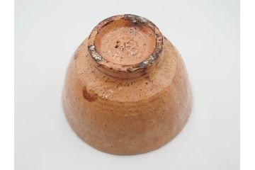 十二代　田原陶兵衛　萩焼　約14cm　4.6寸　素朴ながらも深い味わいを持つ萩茶碗(茶道具、抹茶碗、茶器、茶陶、和食器、裏印、共箱付、四寸六分)(R-084372)