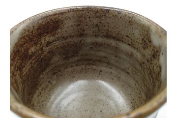 人間国宝　島岡達三　益子焼　地釉象嵌　縄文碗　約11cm　3.6寸　熟練の職人技が息づく美しい文様が魅力の茶碗(R-084375)
