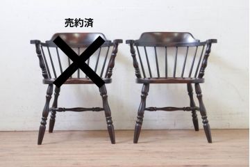 和製ビンテージ　松本民芸家具　#91型　落ち着きのある大人カフェ風インテリアが叶うキャプテンチェア(アームチェア、板座チェア、ダイニングチェア、椅子、イス、ヴィンテージ)(定価約13万円)(R-084384)