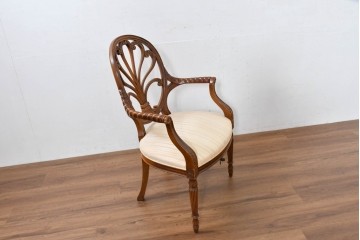 中古　アメリカ高級家具ブランド　ヒッコリーチェア(HICKORY CHAIR)　アームチェア2脚　セット定価約58万円相当　(R-084386)