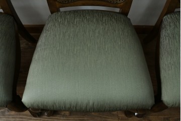 中古　アメリカ　落ち着いた色合いとクラシカルな装飾が調和した高級感あふれるチェア4脚セット　(R-084388)