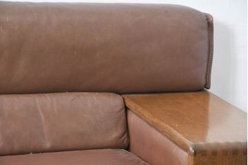 中古　CONDE HOUSE(カンディハウス)　BOLS(ボルス)　上質な大人空間を演出する本革の3人掛けソファ(アームソファ、3P、三人掛けソファ)(定価約86万円)(R-084389)
