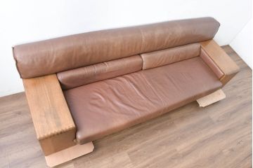 中古　CONDE HOUSE(カンディハウス)　BOLS(ボルス)　上質な大人空間を演出する本革の3人掛けソファ(アームソファ、3P、三人掛けソファ)(定価約86万円)(R-084389)