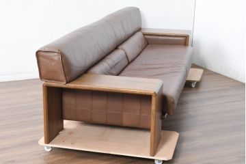 中古　CONDE HOUSE(カンディハウス)　BOLS(ボルス)　上質な大人空間を演出する本革の3人掛けソファ(アームソファ、3P、三人掛けソファ)(定価約86万円)(R-084389)