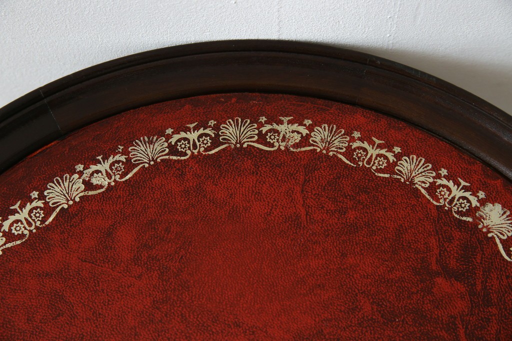 イギリスヴィンテージ　クラシカルな佇まいが魅力のレザートップワインテーブル　(R-084390)