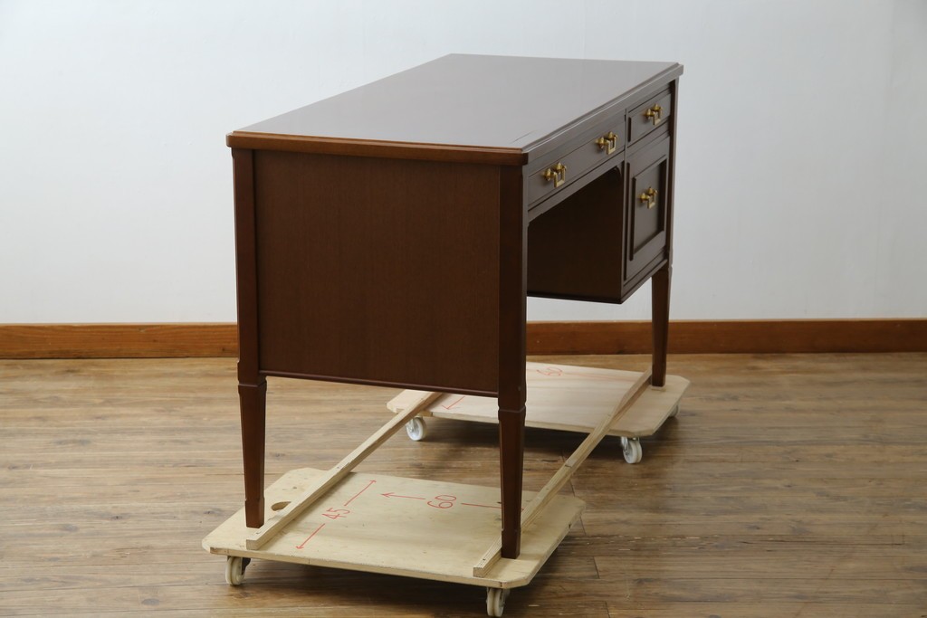 中古　美品　maruni(マルニ木工)　地中海ロイヤルシリーズ(ROYAL)　ゴールドの取っ手金具や丁寧に面取りされた装飾が気品を感じる片袖机　定価約24万円　(R-084395)