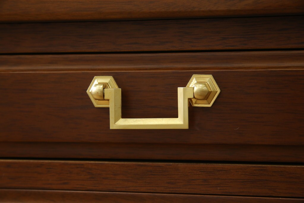 中古　美品　maruni(マルニ木工)　地中海ロイヤルシリーズ(ROYAL)　ゴールドの取っ手金具や丁寧に面取りされた装飾が気品を感じる片袖机　定価約24万円　(R-084395)