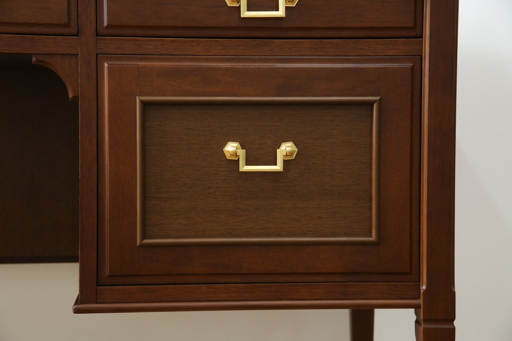 中古　美品　maruni(マルニ木工)　地中海ロイヤルシリーズ(ROYAL)　ゴールドの取っ手金具や丁寧に面取りされた装飾が気品を感じる片袖机　定価約24万円　(R-084395)