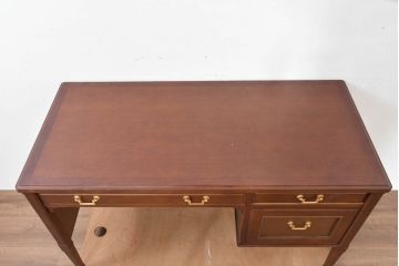 中古　美品　maruni(マルニ木工)　地中海ロイヤルシリーズ(ROYAL)　ゴールドの取っ手金具や丁寧に面取りされた装飾が気品を感じる片袖机(片袖デスク、ワークデスク、在宅用、在宅ワーク用)(定価約24万円)(R-084395)