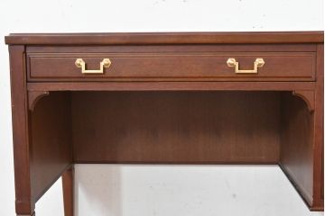 中古　美品　maruni(マルニ木工)　地中海ロイヤルシリーズ(ROYAL)　ゴールドの取っ手金具や丁寧に面取りされた装飾が気品を感じる片袖机(片袖デスク、ワークデスク、在宅用、在宅ワーク用)(定価約24万円)(R-084395)