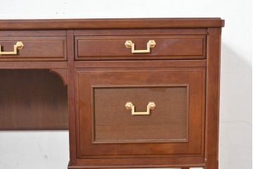 中古　美品　maruni(マルニ木工)　地中海ロイヤルシリーズ(ROYAL)　ゴールドの取っ手金具や丁寧に面取りされた装飾が気品を感じる片袖机(片袖デスク、ワークデスク、在宅用、在宅ワーク用)(定価約24万円)(R-084395)