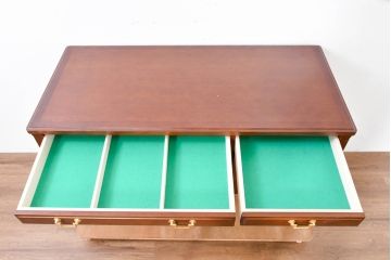 中古　美品　maruni(マルニ木工)　地中海ロイヤルシリーズ(ROYAL)　ゴールドの取っ手金具や丁寧に面取りされた装飾が気品を感じる片袖机(片袖デスク、ワークデスク、在宅用、在宅ワーク用)(定価約24万円)(R-084395)