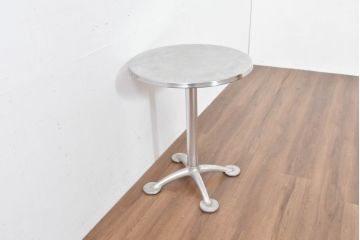 スペインビンテージ　アマット-3(AMAT-3)　スタイリッシュなデザインのアルミカウンターハイテーブル(2人掛け、2P、丸テーブル、ラウンドテーブル、ダイニングテーブル、ヴィンテージ)(R-084396)
