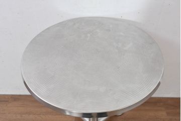 スペインビンテージ　アマット-3(AMAT-3)　スタイリッシュなデザインのアルミカウンターハイテーブル(2人掛け、2P、丸テーブル、ラウンドテーブル、ダイニングテーブル、ヴィンテージ)(R-084396)