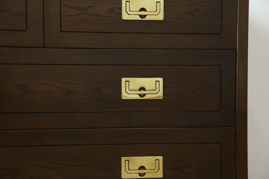 中古　美品　カリモク家具(karimoku)　domani(ドマーニ)　Morganton(モーガントン)　落ち着きのあるブラウンにゴールドの取っ手が映えるチェスト　定価約30万円相当　(R-084397)