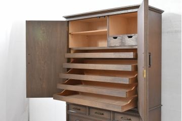 和製ビンテージ　美品　永田良介商店　クラシカルモダンなデザインがお洒落な衣装タンス(着物箪笥、洋服タンス、引き出し、チェスト、衣装盆、ヴィンテージ、バラ売り可能)(R-084402)