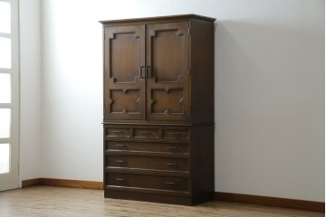 和製ヴィンテージ　美品　永田良介商店　クラシカルモダンなデザインがお洒落な衣装タンス　(R-084402)