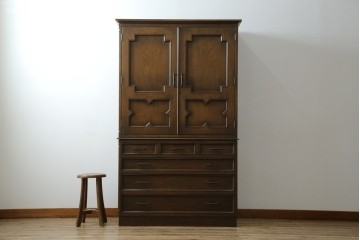 和製ヴィンテージ　美品　永田良介商店　クラシカルモダンなデザインがお洒落な衣装タンス　(R-084402)