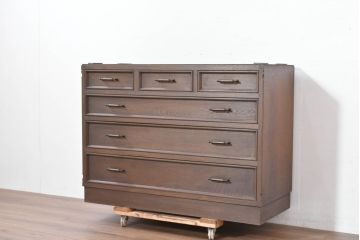 和製ビンテージ　美品　永田良介商店　ヒノキ天板リメイク　クラシカルモダンなデザインがお洒落なチェスト(衣装箪笥、洋服タンス、引き出し、ヴィンテージ)(R-084404)