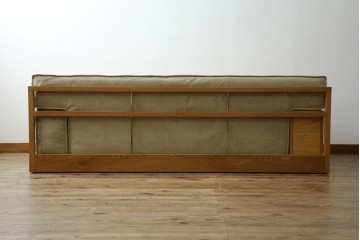 中古　広松木工　コルニーチェ(CORNICE)　ブロックワンアーム　ドロワータイプ　木の温もりと収納力を備えた機能美あふれる2.5人掛けソファ　定価約83万円相当　(R-084406)