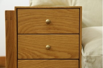 中古　広松木工　コルニーチェ(CORNICE)　ブロックワンアーム　ドロワータイプ　木の温もりと収納力を備えた機能美あふれる2.5人掛けソファ　定価約83万円相当　(R-084406)