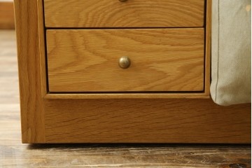 中古　広松木工　コルニーチェ(CORNICE)　ブロックワンアーム　ドロワータイプ　木の温もりと収納力を備えた機能美あふれる2.5人掛けソファ　定価約83万円相当　(R-084406)