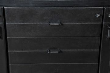 中古　美品　イタリア製　i4MARIANI(クアトロ・マリアーニ)　本革(レザー)　機能的でスタイリッシュなサイドボード(サイドキャビネット、収納棚、戸棚、リビングボード)(定価約200万円)(R-084408)