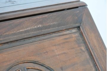 中国ビンテージ　花梨(カリン)材　唐木　寿字文(じゅじもん)入り　縁起の良い彫刻装飾が施されたライティングビューロー(簿記机、ワークデスク、在宅用、在宅ワーク用、サイドチェスト、引き出し、ヴィンテージ)(R-084409)