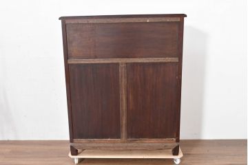 中国ビンテージ　花梨(カリン)材　唐木　寿字文(じゅじもん)入り　縁起の良い彫刻装飾が施されたライティングビューロー(簿記机、ワークデスク、在宅用、在宅ワーク用、サイドチェスト、引き出し、ヴィンテージ)(R-084409)