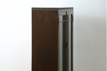 和製アンティーク　昭和レトロ　樺(カバ)材　意匠にこだわりを感じる作りの良い本箱　(R-084413)