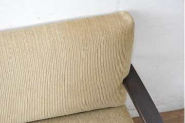 和製アンティーク　大正ロマン　専門店にて張り替え済み　レトロな雰囲気たっぷりの2人掛けソファ(二人掛け、2P、ラブソファ、アームソファ)(R-084414)