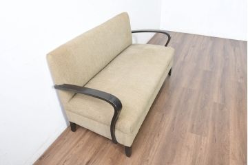 和製アンティーク　大正ロマン　専門店にて張り替え済み　レトロな雰囲気たっぷりの2人掛けソファ(二人掛け、2P、ラブソファ、アームソファ)(R-084414)