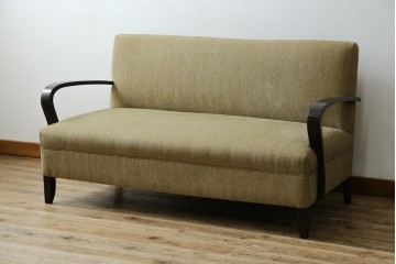 和製アンティーク　大正ロマン　専門店にて張り替え済み　レトロな雰囲気たっぷりの2人掛けソファ　(R-084414)