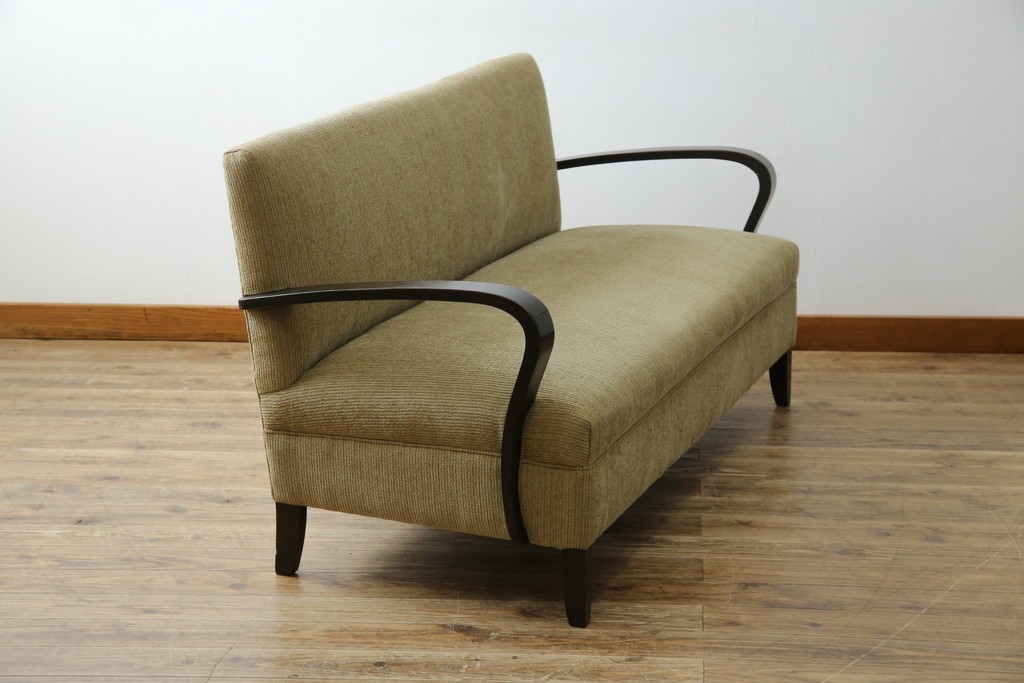 和製アンティーク　大正ロマン　専門店にて張り替え済み　レトロな雰囲気たっぷりの2人掛けソファ　(R-084414)