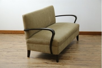 和製アンティーク　大正ロマン　専門店にて張り替え済み　レトロな雰囲気たっぷりの2人掛けソファ　(R-084414)