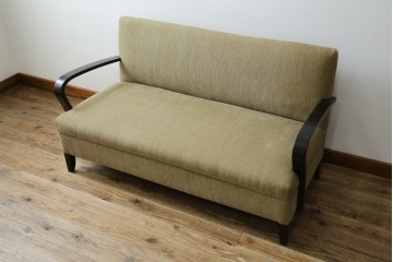 和製アンティーク　大正ロマン　専門店にて張り替え済み　レトロな雰囲気たっぷりの2人掛けソファ　(R-084414)