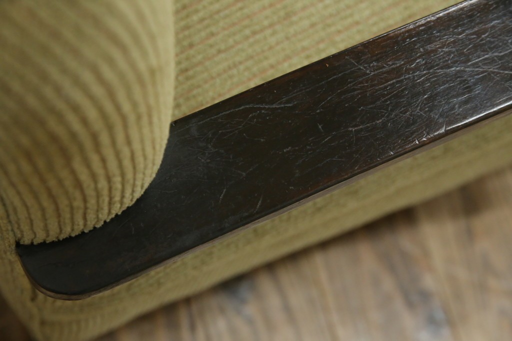 和製アンティーク　大正ロマン　専門店にて張り替え済み　レトロな雰囲気たっぷりの2人掛けソファ　(R-084414)